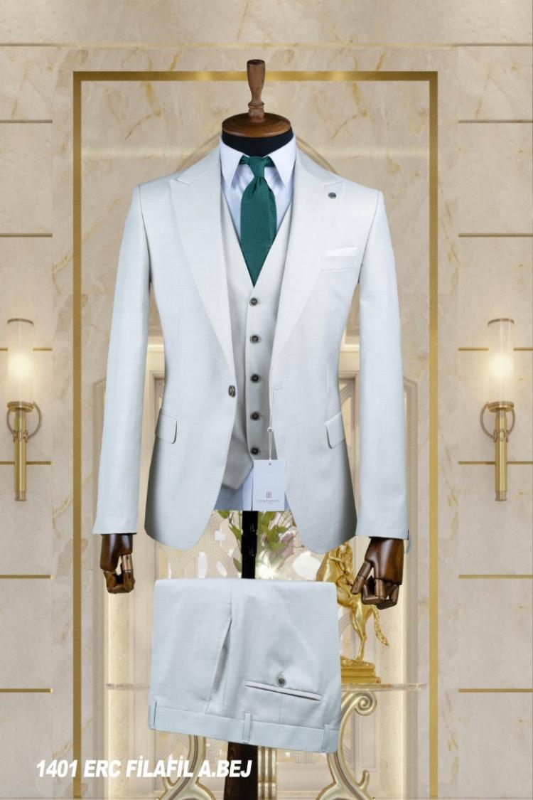 Dobby Men's Suit Beige Dobby Men's Suit Beige