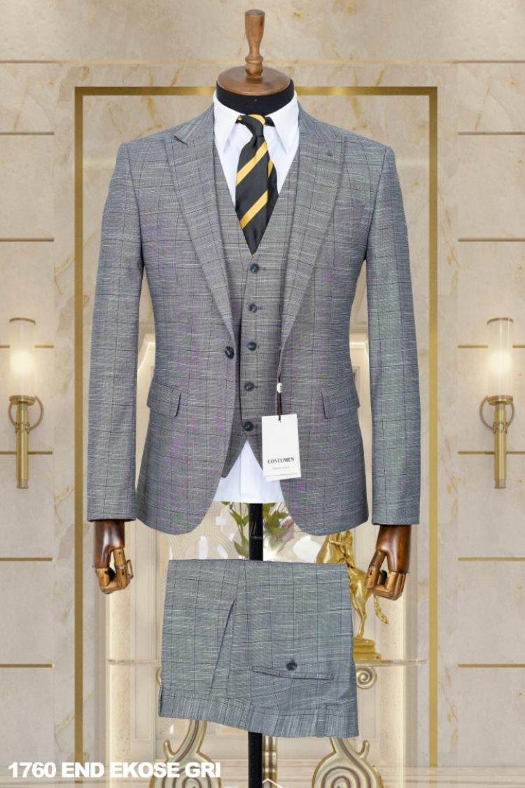 Dobby Men's Suit Gray Dobby Men's Suit Gray