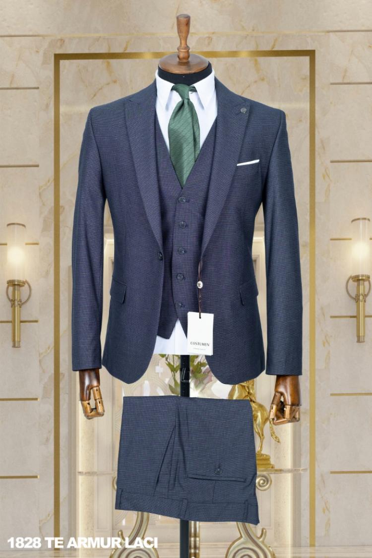 Dobby Men's Suit Navy Blue