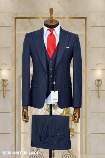 Dobby Men's Suit Navy Blue