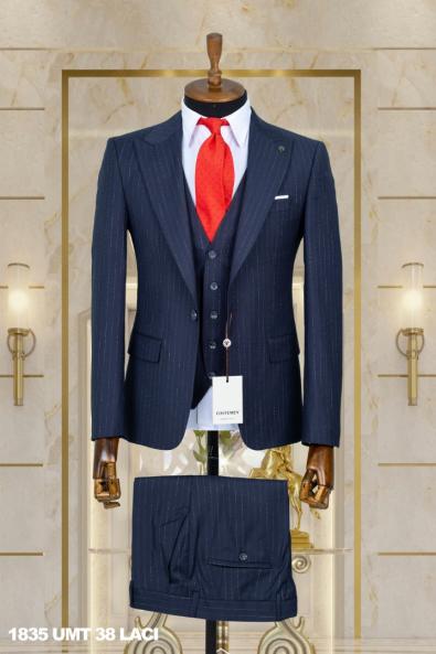 Dobby Men's Suit Navy Blue