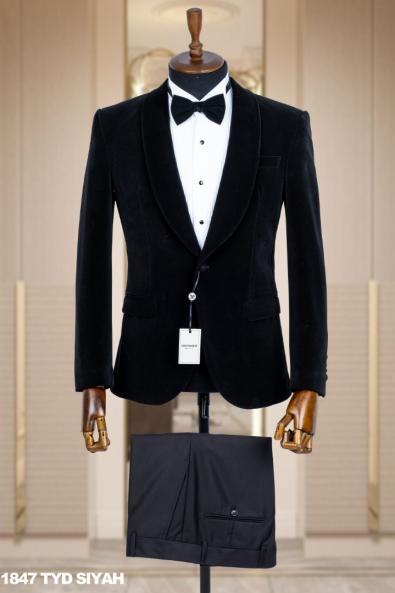 Jacquard Men's Wedding Suit Black