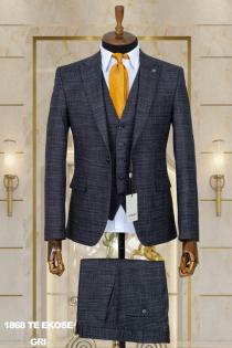 Dobby Men's Suit Gray Dobby Men's Suit Gray