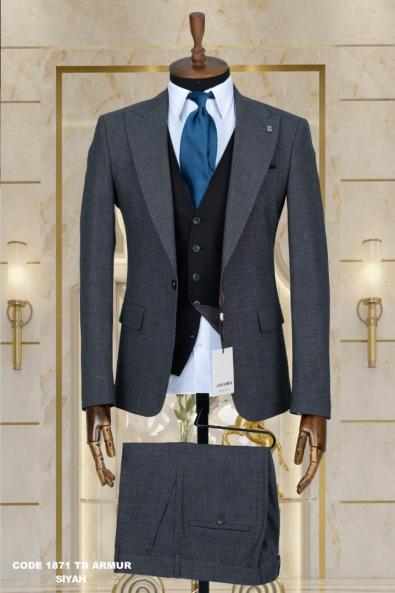 Double Sided Vest Men's Suit Black
