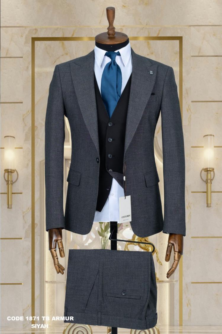 Double Sided Vest Men's Suit Black