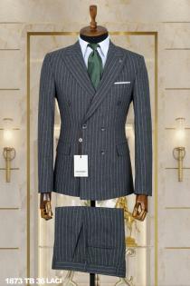 Double Breasted Men's Suit Navy Blue