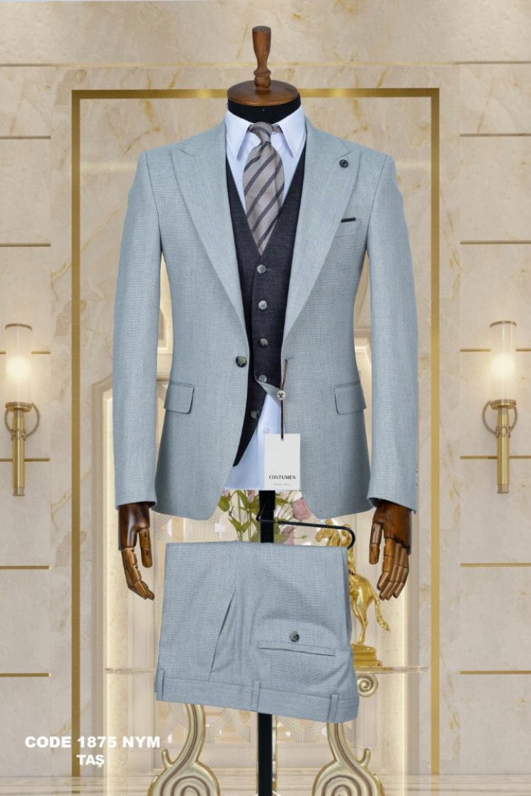 Double Sided Vest Men's Suit Stone