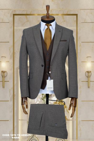 Double Sided Vest Men's Suit Brown