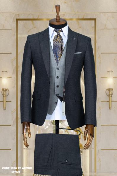 Double Sided Vest Men's Suit Black