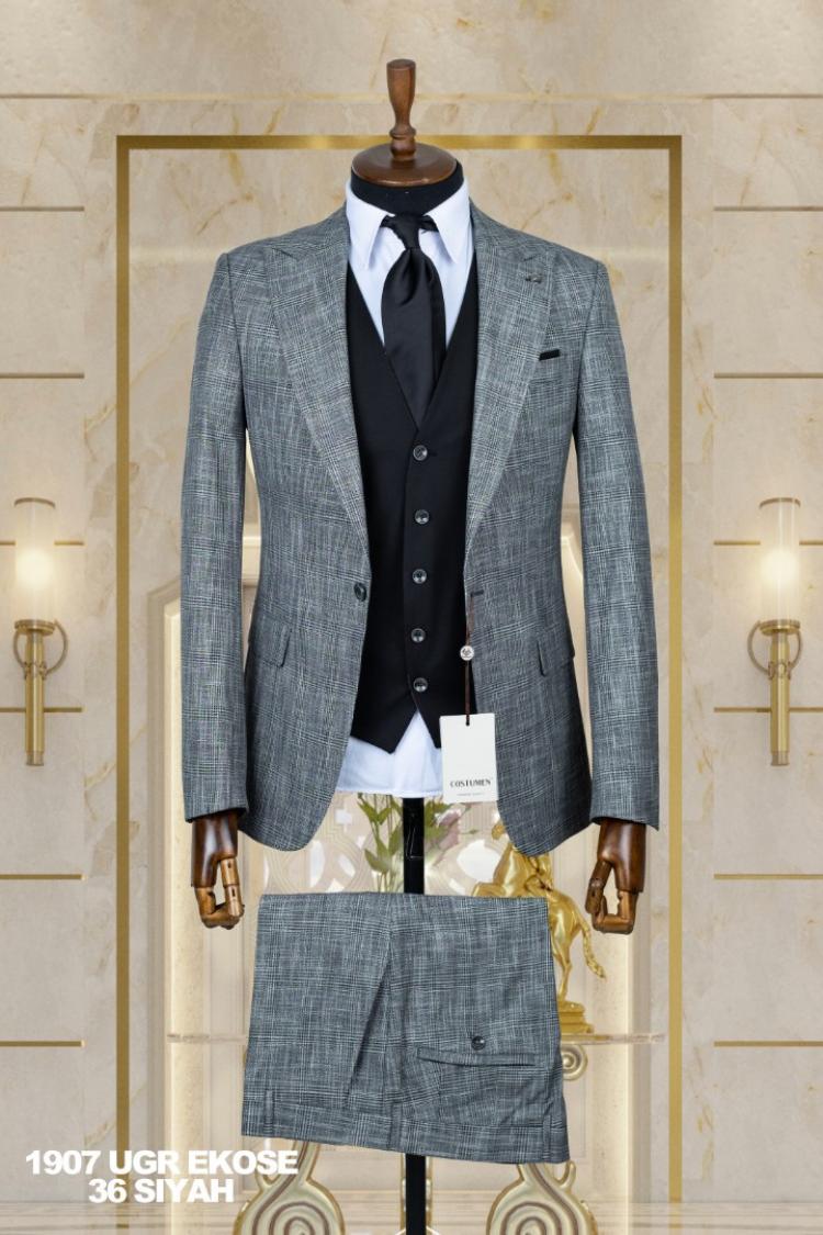 Double Sided Vest Men's Suit Black