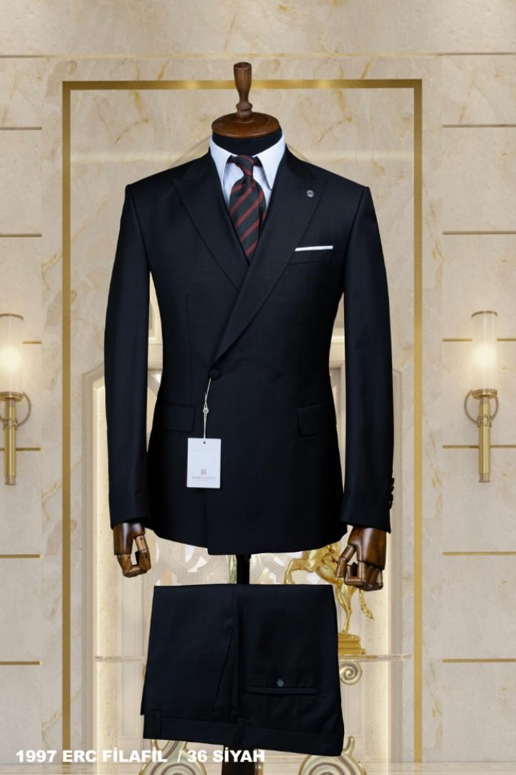 Double Breasted Men's Suit Black Double Breasted Men's Suit Black