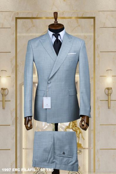 Double Breasted Men's Suit Stone