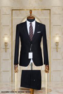 Mono Collar Double Buttoned Plain Dobby Men's Suit Mono Collar Double Buttoned Plain Dobby Men's Suit