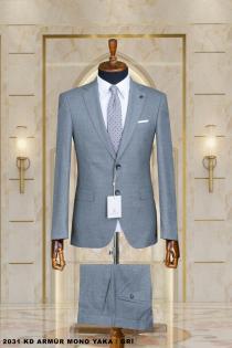 Mono Collar Double Buttoned Dobby Men's Suit Mono Collar Double Buttoned Dobby Men's Suit