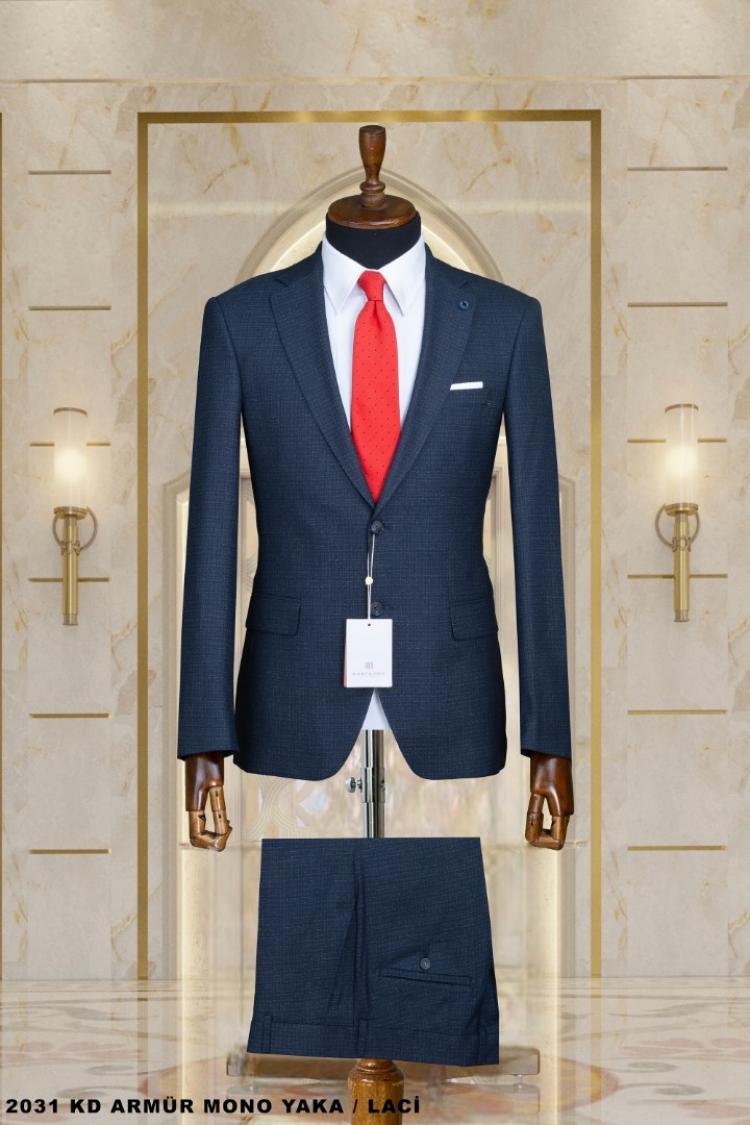 Mono Collar Double Buttoned Dobby Men's Suit Mono Collar Double Buttoned Dobby Men's Suit